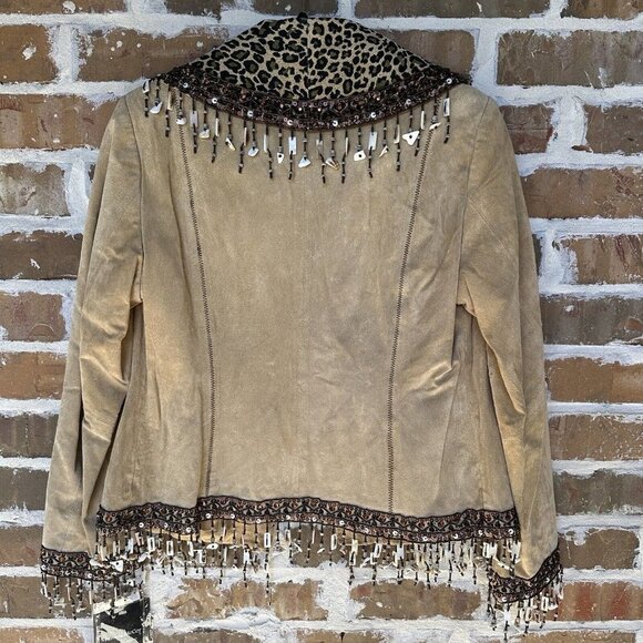 VTG Pamela McCoy‎ Western Jacket Leather Women's Brown Embellished Size S NWT - Picture 4 of 13